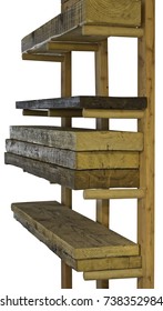 Wood Rack For Storage Of Stock Wood For Carpenter Or Joiner Or In Woodshop Or Timber Merchant With White Background