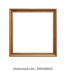 Wood retro photo frame isolated on a white background. Object with clipping path. Modern simple frame ideal for advertisement background and photography concept. Picture frame isolated on white.