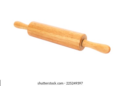 Wood Rolling Pin Isolated On White Background