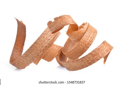 Wood shavings isolated on white background