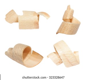 Wood shavings isolated on white background, with clipping path