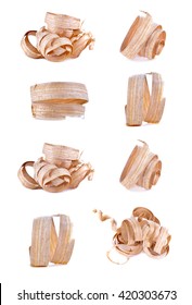 Wood shavings isolated on white background, with clipping path