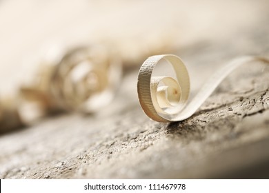  wood shavings with shallow depth of field