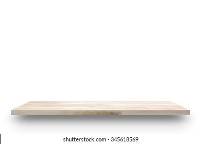 Wood Shelf Isolated On White Background