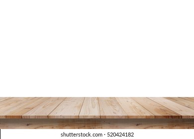 Wood Shelf Table Isolated On White Background