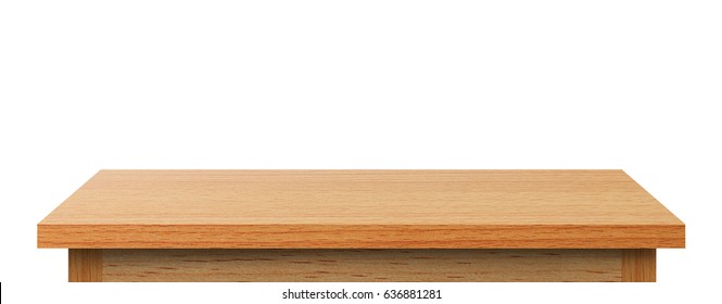 Wood Shelf Table isolated on white background, used for display or montage your products - Shutterstock ID 636881281