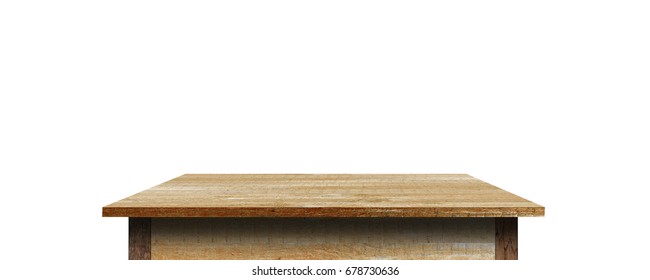 Wood Shelf Table isolated on white background, used for display or montage your products - Shutterstock ID 678730636