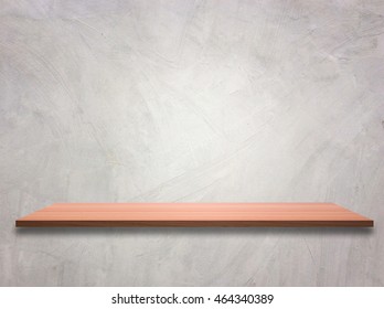 Wood  shelves empty on a background of cement wall. - Shutterstock ID 464340389