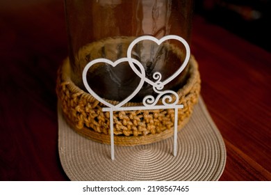 Wood Sign For Wedding Table. Cake Topper Hearts Wedding