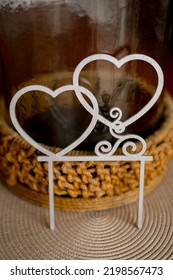 Wood Sign For Wedding Table. Cake Topper Hearts Wedding