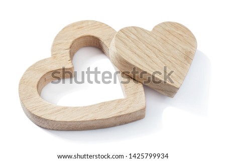 wood simbol toys hearts  isolated white