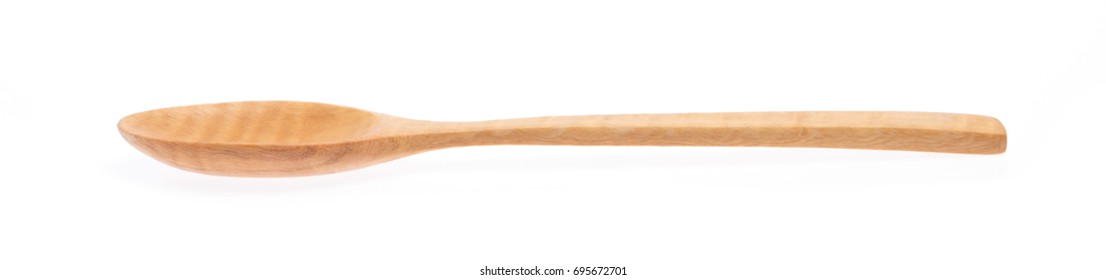 Wood Spoon Isolated On White Background.