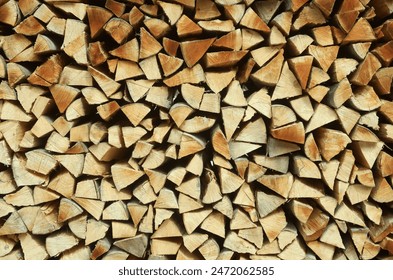 Wood stacked firewood logs. Natural fuel concept - Powered by Shutterstock