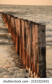 Wood Stake Pole Beach Sea Water