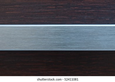 Wood And Steel Concept.  Wenge Wooden Plank With Metal Handle.