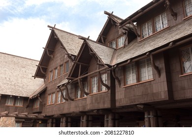 Wood Structure In Old Faithful Basin In Yellowstone National Park In Wyoming