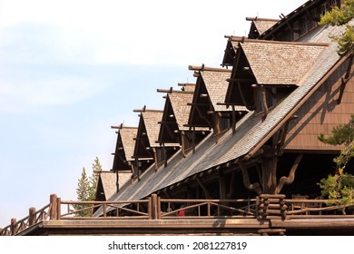 Wood Structure In Old Faithful Basin In Yellowstone National Park In Wyoming