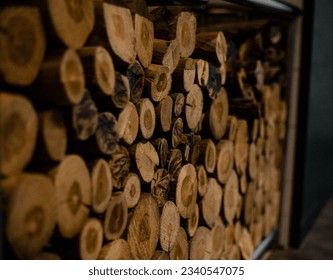 Wood supply for a cozy winter night, in a cabin in the woods, logs are great burners for cold evenings.