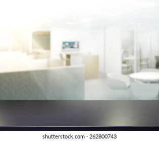 Wood Table Of Blur Background in The Office - Shutterstock ID 262800743