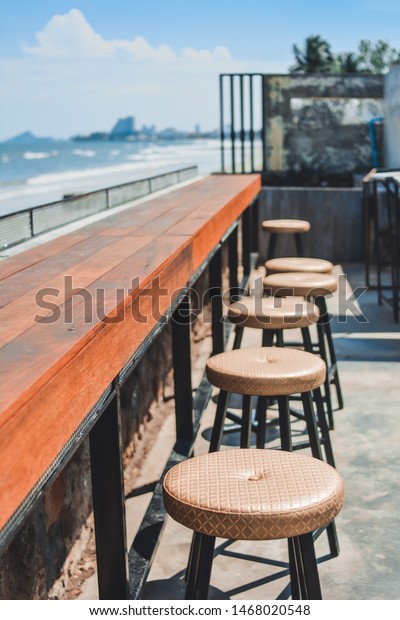 Wood Table Chair Restaurant Beach Side Stock Image Download Now