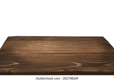 Wood Table In Perspective On White Background