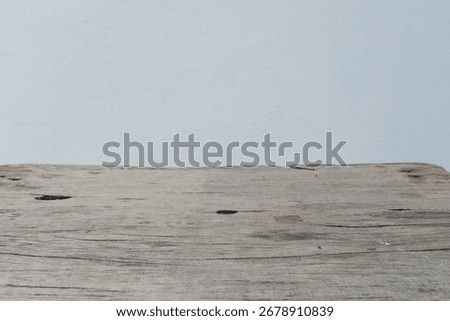 Wood table rustic empty background copy space minimal neutral texture plank surface with calm mood for product display, rustic wood table against plain wall, natural grain and knots, simple scene