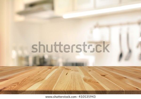 Wood Table Top Kitchen Island On Stock Photo Edit Now 410535943