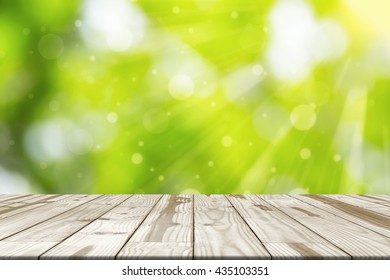 Empty Wooden Deck Table Green Background Stock Photo 160247813 ...