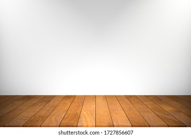 Wood table top on white background. Used for product placement or montage. - Shutterstock ID 1727856607