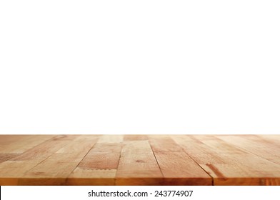Wood Table Top On White Background