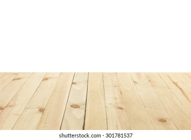 Wood table top on white background - Shutterstock ID 301781537