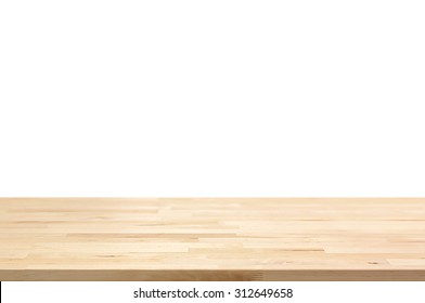 Wood Table Top On White Background - Can Be Used For Display Or Montage Your Products