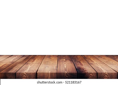 Wood Table Top On White Background - Can Be Used For Display Or Montage Your Products