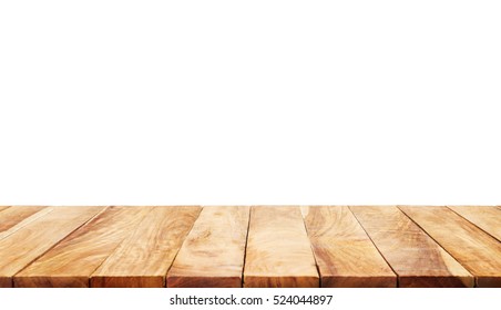 Wood Table Top On White Background.For  Create Product Display Or Design Key Visual Layout