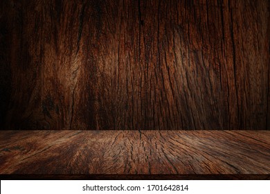 Wood table and Wooden wall ideas concept for background, Beautiful perspective of wooden room, design for environmental day ideas concept. Free space for text.