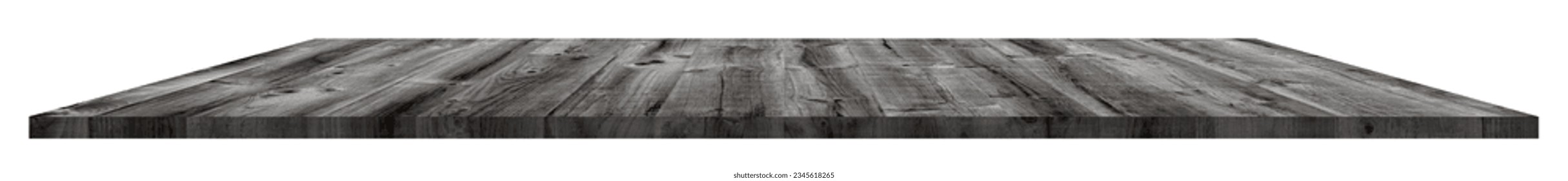 Wood texture countertop on white background, Isolated Perspective Grey Wooden shelves, Elements Template mock up for wood shelf display products