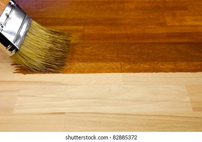 Wood texture and paintbrush / housework background
