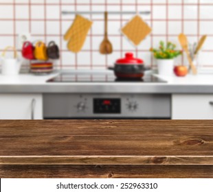 Wood Texture Table On Kitchen Bench Background