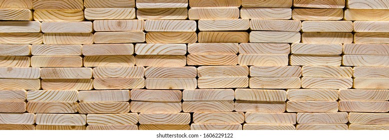 Wood Texture.Stack Of Wood Planks On Lumber Yard. Lumber Industrial Wood Texture Timber.