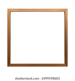 Wood thin photo frame isolated on a white background. Object with clipping path. Modern simple frame ideal for advertisement background and photography concept. Picture frame isolated on white.