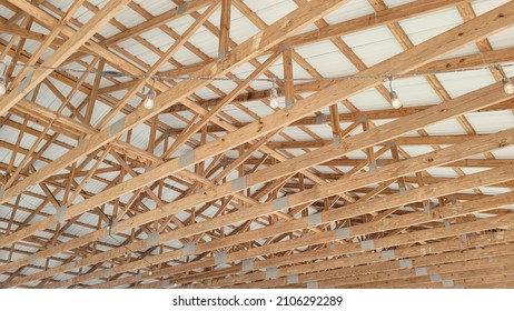 Wood Trusses Roof Structure. Photo Image