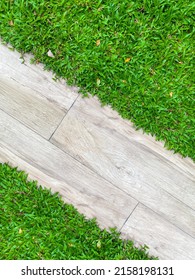 Wood Walkway With Green Grass