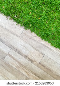 Wood Walkway With Green Grass