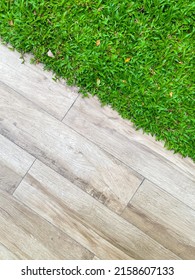 Wood Walkway With Green Grass