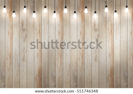 wood wall with bulb lights lamp. nice brick show room with spotlights. 