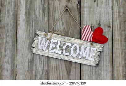 Wood Welcome Sign Red Heart Candy Stock Photo 239740129 | Shutterstock