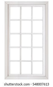 Wood window frame isolated on white background