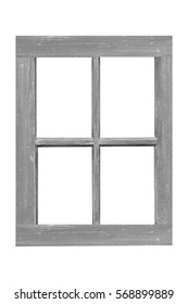 Wood Window Frame Isolated On White Background