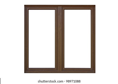 Wood Window Frame Isolated On White.