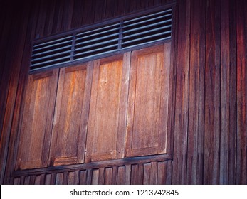 wood window and wall background. vintage exterior design - Shutterstock ID 1213742845